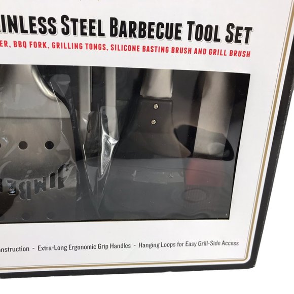 New NWT in Box JIM BEAM 5 Piece Stainless Steel Barbecue BBQ Tool Set.  Spatula - Picture 8 of 13